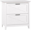 Bush Home Key West 2 Drawer Lateral File Cabinet in Pure White Oak, Document Storage for Home Office, Accent Chest with Drawers
