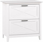 Bush Home Key West 2 Drawer Lateral File Cabinet in Pure White Oak, Document Storage for Home Office, Accent Chest with Drawers