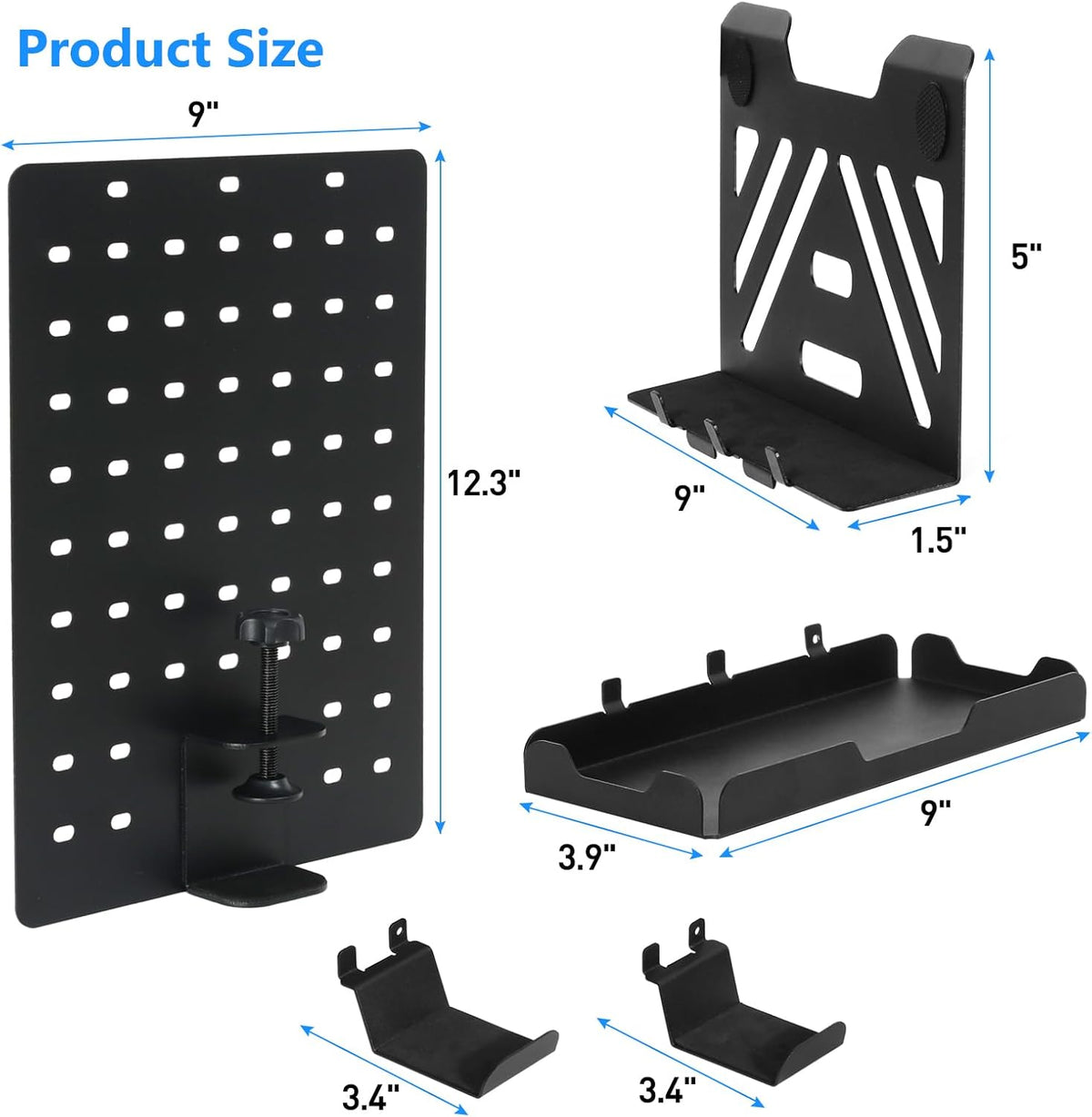 MAXECHO Desk Side Storage Holder, Metal Pegboard, Above or Under Desk Laptop ...