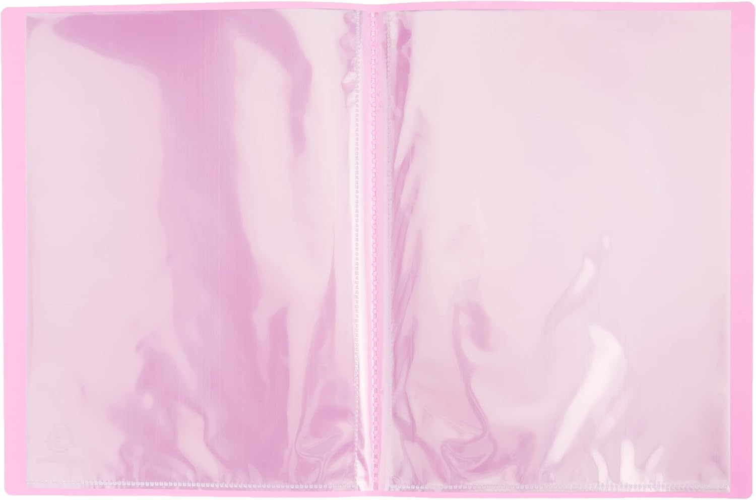 Exacompta - Ref 88227E - Semi-Rigid PP Display Book - Suitable for A4 Documents, Wipeable Cover, 500 Micron Polypropylene, 20 Pockets, 40 Viewing Pages - Pink Cover