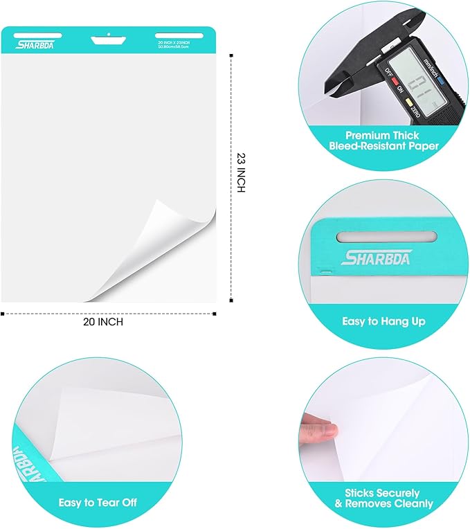 SHARBDA Sticky Easel Pad, 25 in x 30 in, Flip Chart, Chart Paper - Image 4