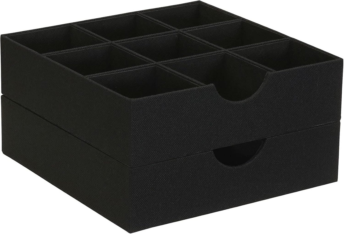 Household Essentials Drawer Organizer Tray with Fabric Cover and 9 Square Com...