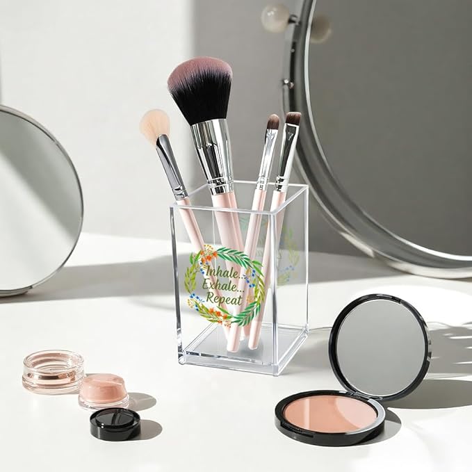 Vgrti Inhale Exhale Repeat Acrylic Cosmetic Pencil Pen Holder Cup, - Image 3