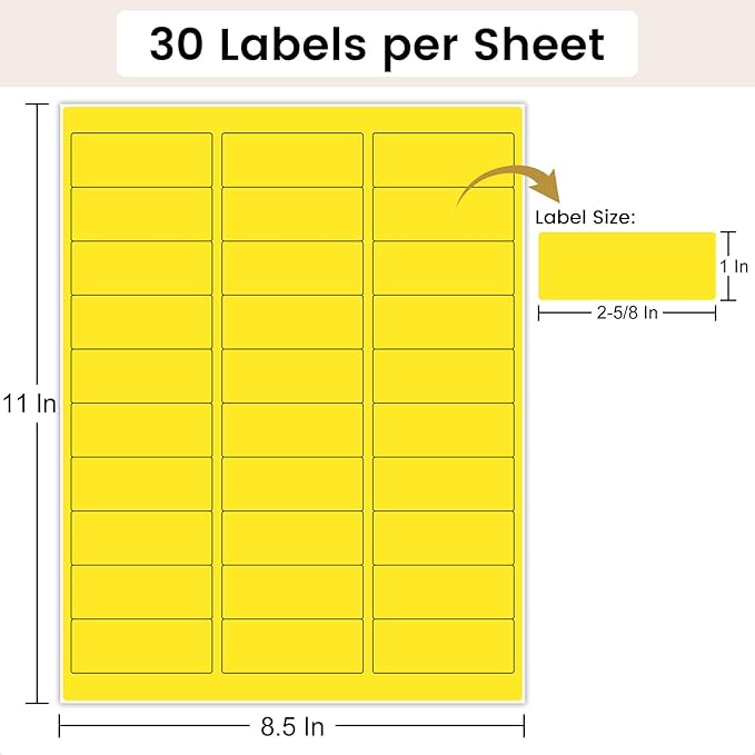 THEBLUETOUCH 1" x 2-5/8" Neon Labels – 750 pcs Printable Labels Stickers - Image 2