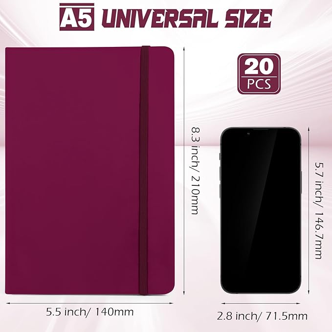Honoson 20 Pack Lined Journal Notebooks A5 Hardcover Executive Notebook 5.5" x - Image 2
