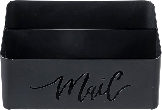 MyGift 2 Slot Modern Matte Black Metal Desktop Mail Sorter - Image 7