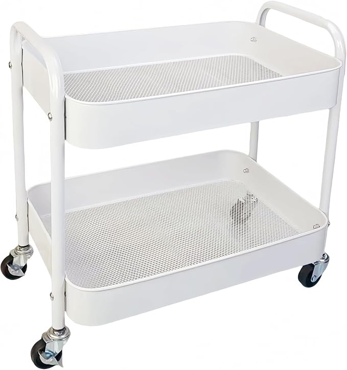 LIWNYRK 2 Tier Metal Rolling Cart by LIWNYRK