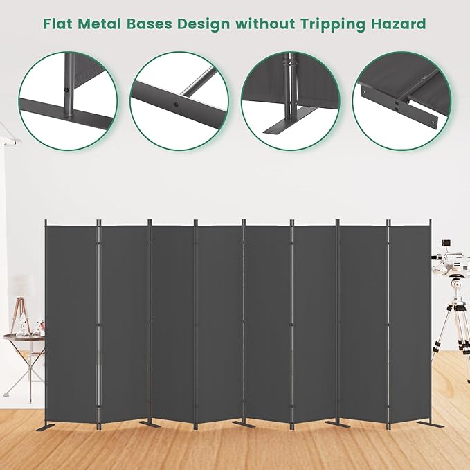 Helios&Hestia 8-Panel 6 ft Tall Indoor Folding Room Divider, Portable Privacy - Image 4