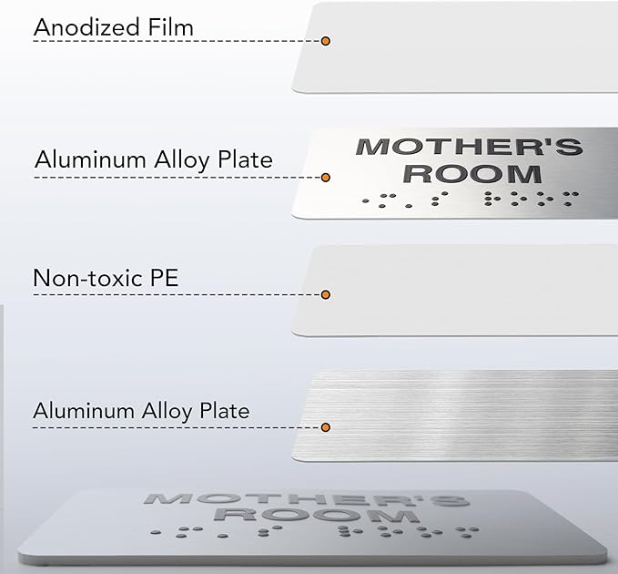 Meeting Room Signs with Raised Text & Grade 2 Braille, Brushed Aluminum/Silver - Image 3