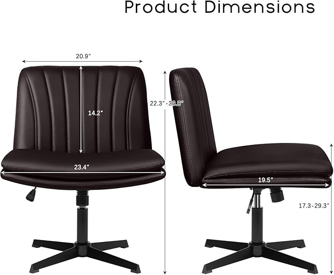 PUKAMI Criss Cross Legged Office Chair, Armless Office Desk Chair No Wheels - Image 2