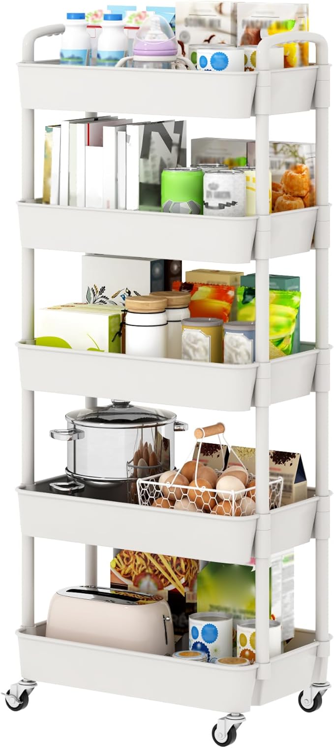 Sywhitta 5-Tier Plastic Rolling Utility Cart by haseverythingyouneed