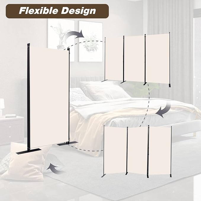CHOSENM Room Divider, 3 Panel Folding Privacy Screens - Image 4