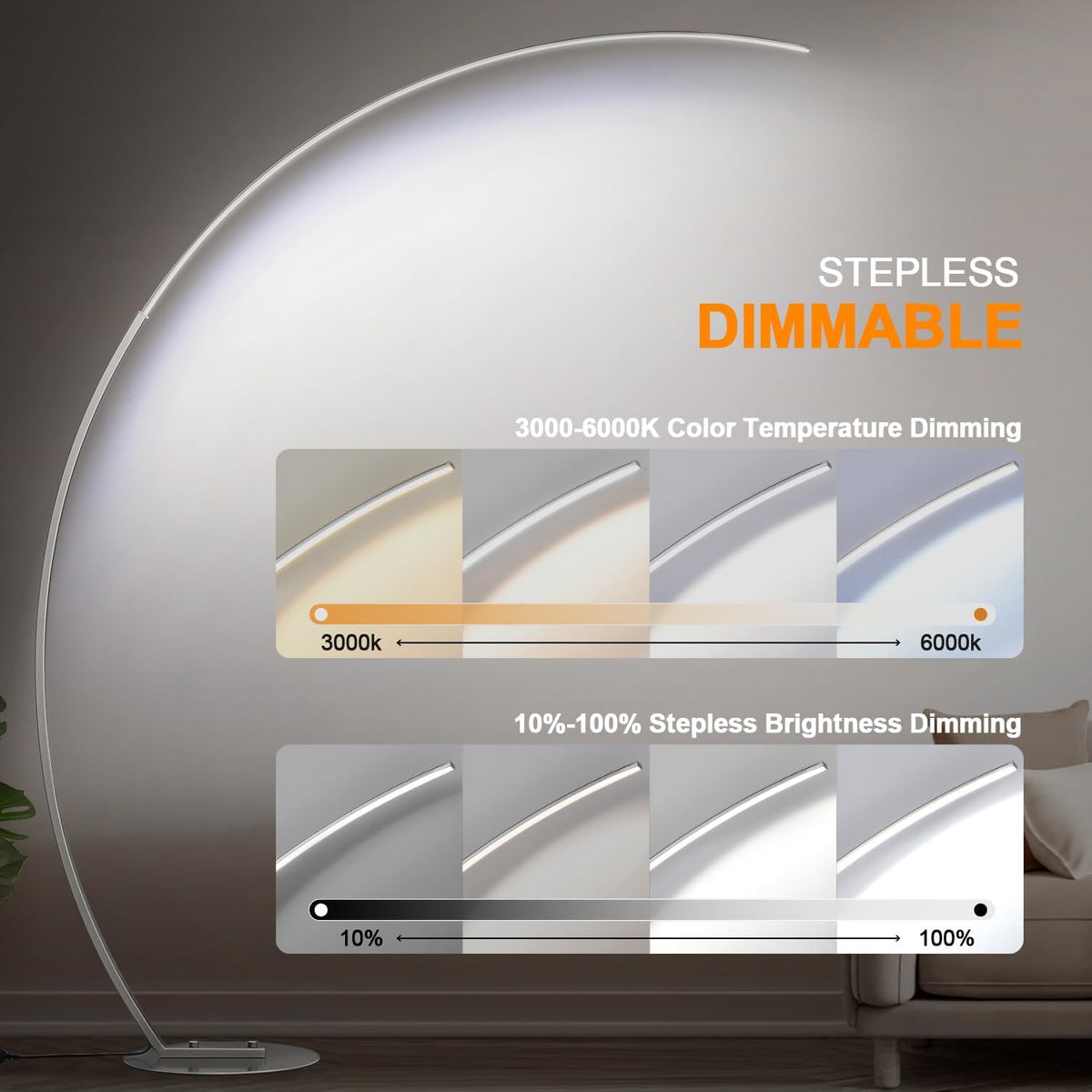 Dimmable LED Floor Lamp with 3 Color Temperatures, Ultra Bright 2000LM Brushe...