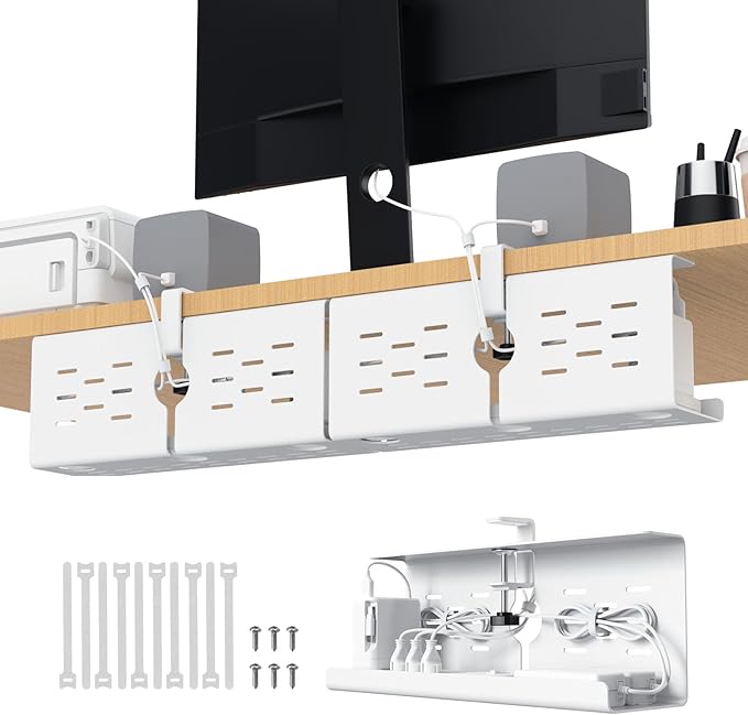 KEEGH 16" Under Desk Cable Management Tray, 2 Pack Desk Cord Organizer Upgrade by KEEGH
