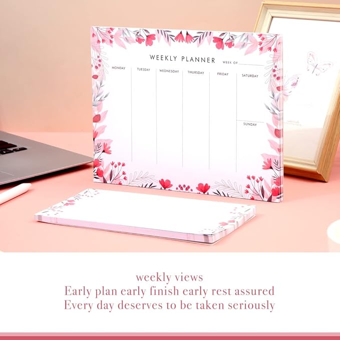 Weekly Planner Notepad Tear Off Set of 2 Weekly Calendar Pad 52 Undated To Do - Image 2