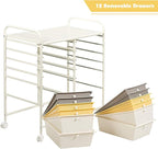 LDAILY 12 Drawer Rolling Storage Cart, Craft Cart Organizer on Wheels w/Metal - Image 8