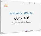MaxGear Glass Whiteboard Tempered Magnetic Dry Erase Board 60 x 40 Inch Ultra by MaxGear
