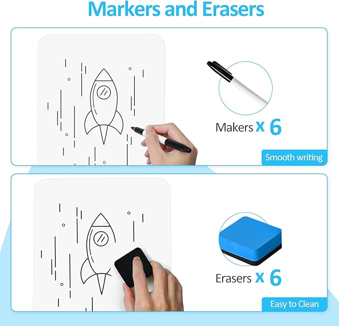 Dry Erase LapBoards, PANDRI 6 Pack Double Sided 12.5 x 9 Inch Whiteboards - Image 4