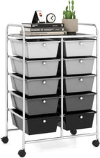 LDAILY 10 Drawer Rolling Cart, Storage Cart Organizer on Wheels, Drawer Cart by LDAILY