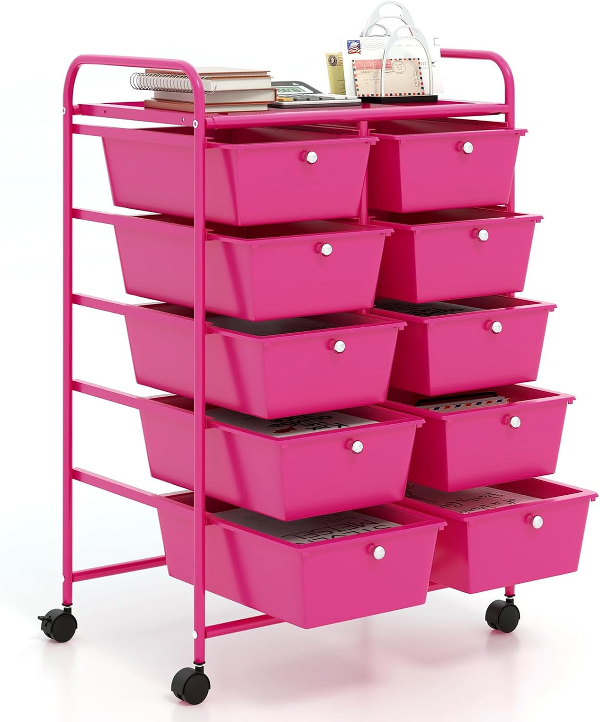 GOFLAME 10-Drawer Rolling Storage Cart, Art Craft Storage Organizer on Wheels