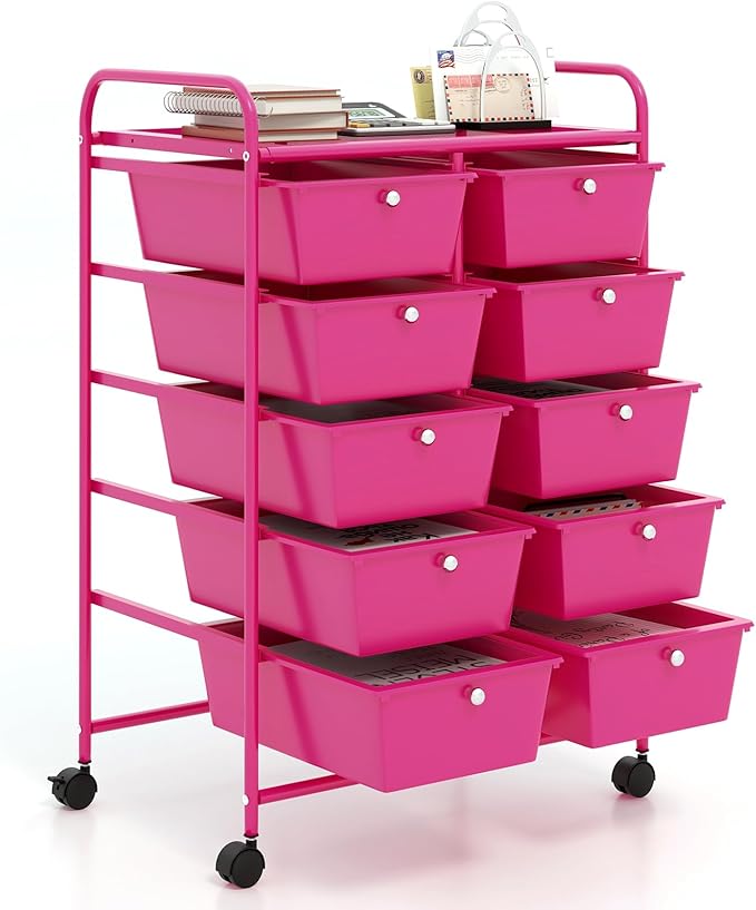 GOFLAME 10-Drawer Rolling Storage Cart, Art Craft Storage Organizer on Wheels by GOFLAME