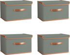 Tuza 4 Pack Storage Bins with Lids, Collapsible Closet Organizer Container by TidySpaceSoftlyStyled