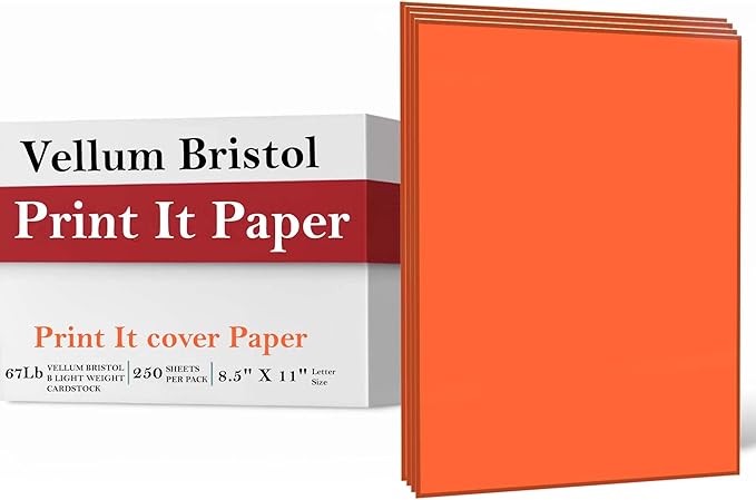 Print It - Vellum Bristol Colored Cardstock Cover Paper, 67 Lb, 8.5" X 11” by Unknown