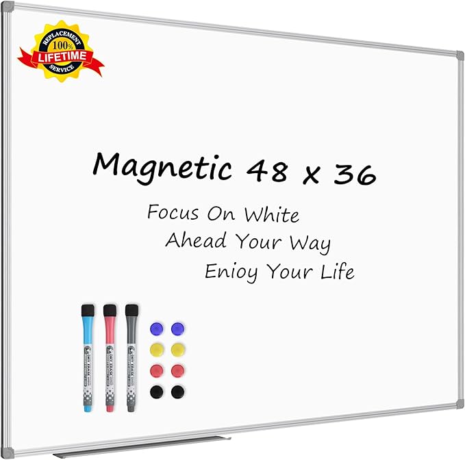 Lockways White Board Dry Erase Board 48 x 36 Inch, Magnetic Whiteboard 4 x 3 by Lockways