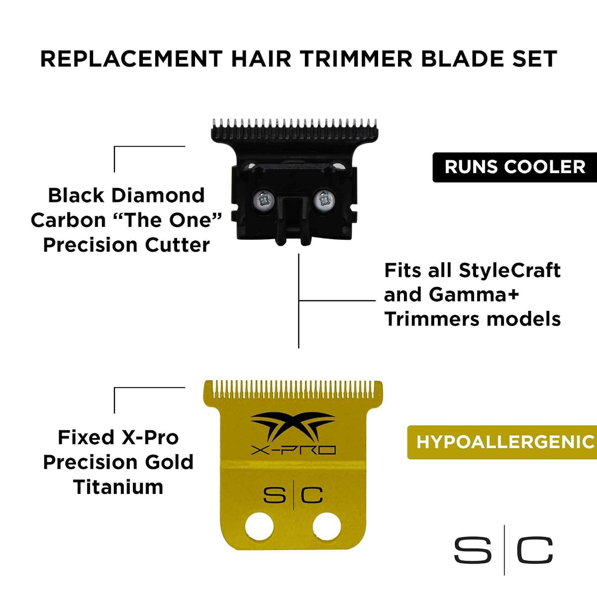 StyleCraft Replacement Hair Trimmer Blade Cutter Set Professional Grade