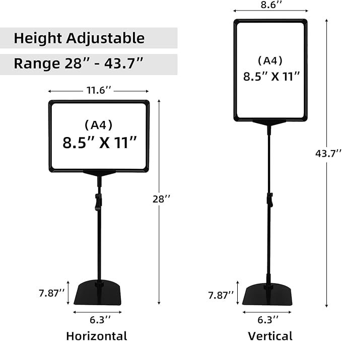 Sign Holder, Sign Stand with Adjustable Height Snap Open, Reusable Sign Holder - Image 4