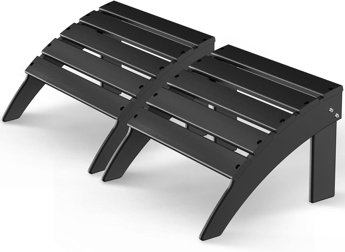 GREENVINES Adirondack Ottoman Set of 2, HDPE Plastic, Black
