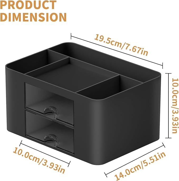 Marbrasse Pen Organizer with 2 Drawer, Desk Organizers and Accessories with 5 - Image 4