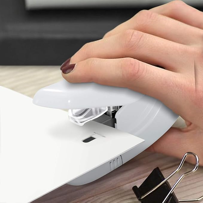 Plus Paper Clinch Compact Staple-Free Stapler, Ivory White - Image 8