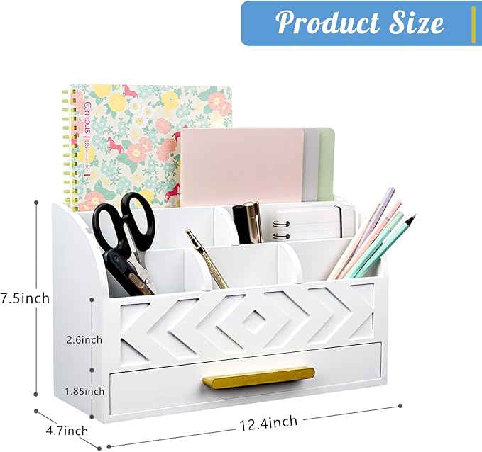 ZALIOJI Wooden Desk Organizer Mail Organizer Countertop, Desktop Organizer Mail - Image 6