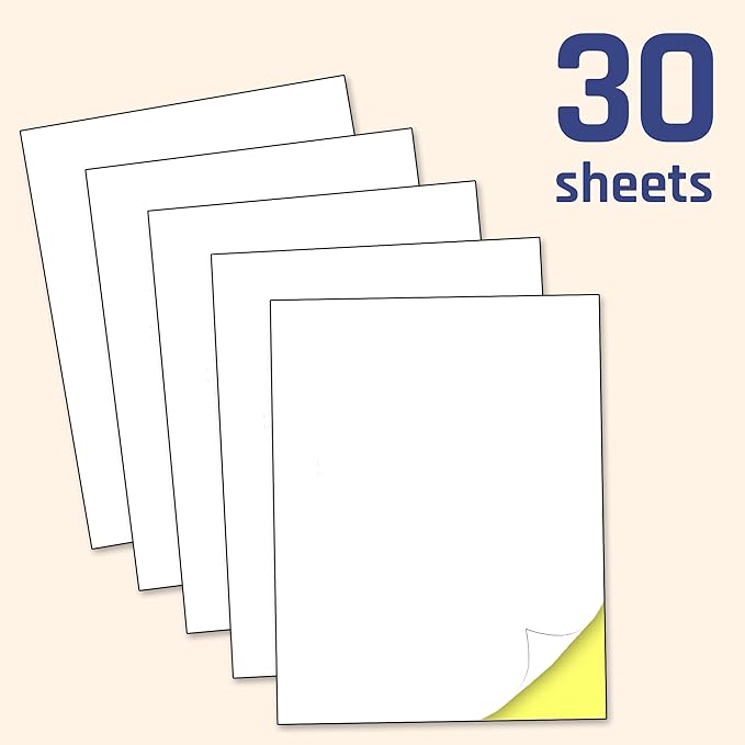 30 Sheets, Printable White Sticker Paper, Laser/Inkjet Printing - Image 3
