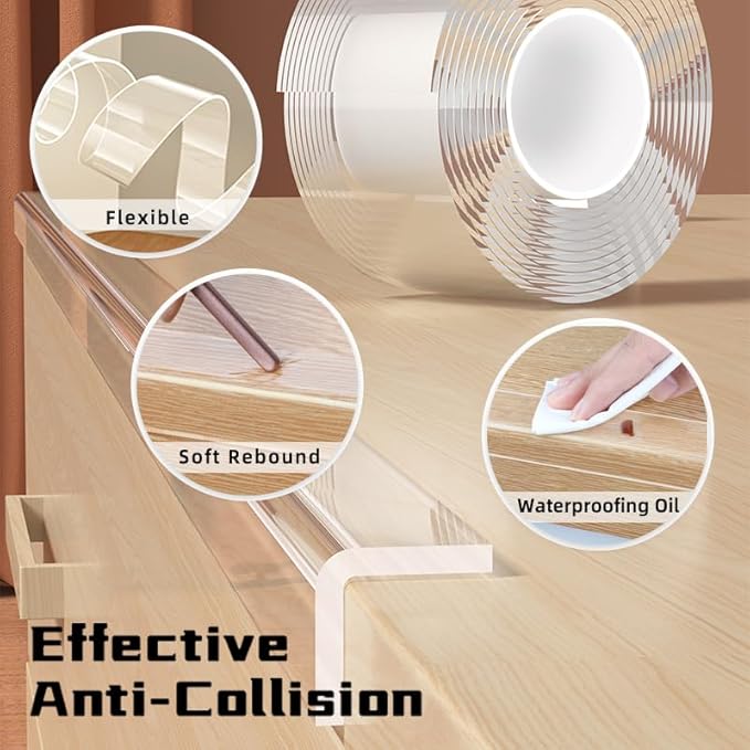 Clear Soft Corner Protectors for Furniture Strip, 1.57 in x 13.12 FT Edge Bumper - Image 4