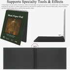 Fuxi Black Paper Notebook, 60 Sheets Spiral Sketchbook 8.5 x 11, Hardcover | - Image 4