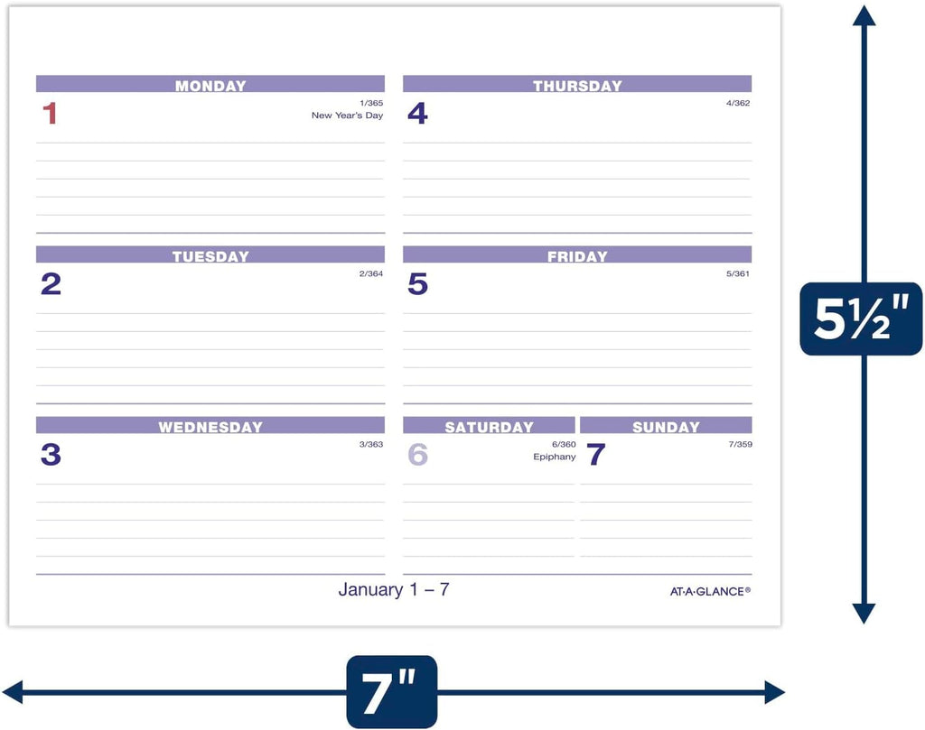 AT-A-GLANCE 2024 Flip-A-Week Weekly Desk Calendar Refill, 7in X 5 5/8in (SW705X5024)