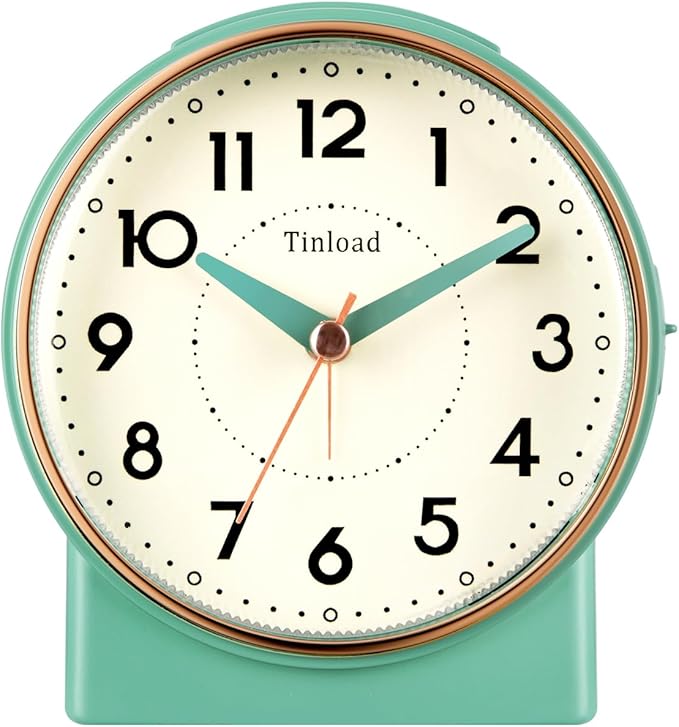 Tinload 4.3" Retro Analog Alarm Clock, Vintage Decor, No Ticking Silent by Tinload