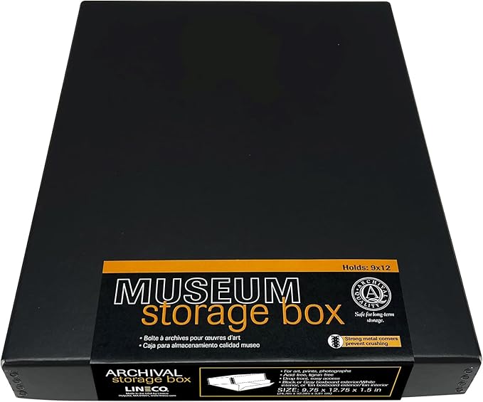 Lineco Museum Archival Storage Box, 9.75x12.75x1.5 in. Drop Front Design. by Lineco