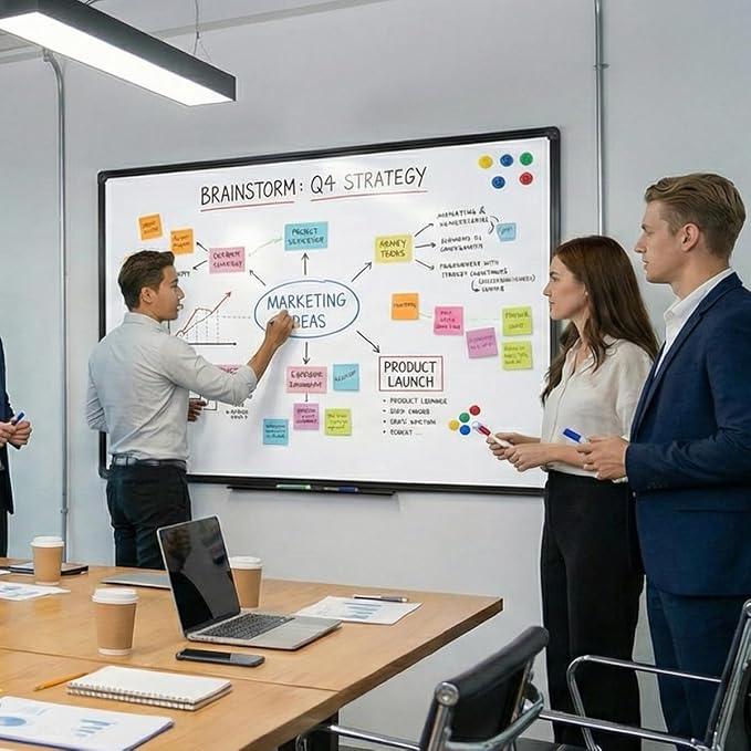 Magnetic Whiteboard 60x36 Inches Black Aluminum Frame, Large Wall Mount White - Image 5