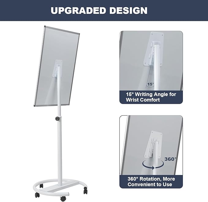 Mobile Whiteboard, 36x24 Inches Standing White Board on Wheels, Portable - Image 3