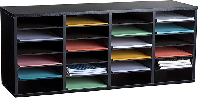 AdirOffice Wooden Adjustable Literature Organizer, 24 Compartment Office Mailbox by AdirOffice
