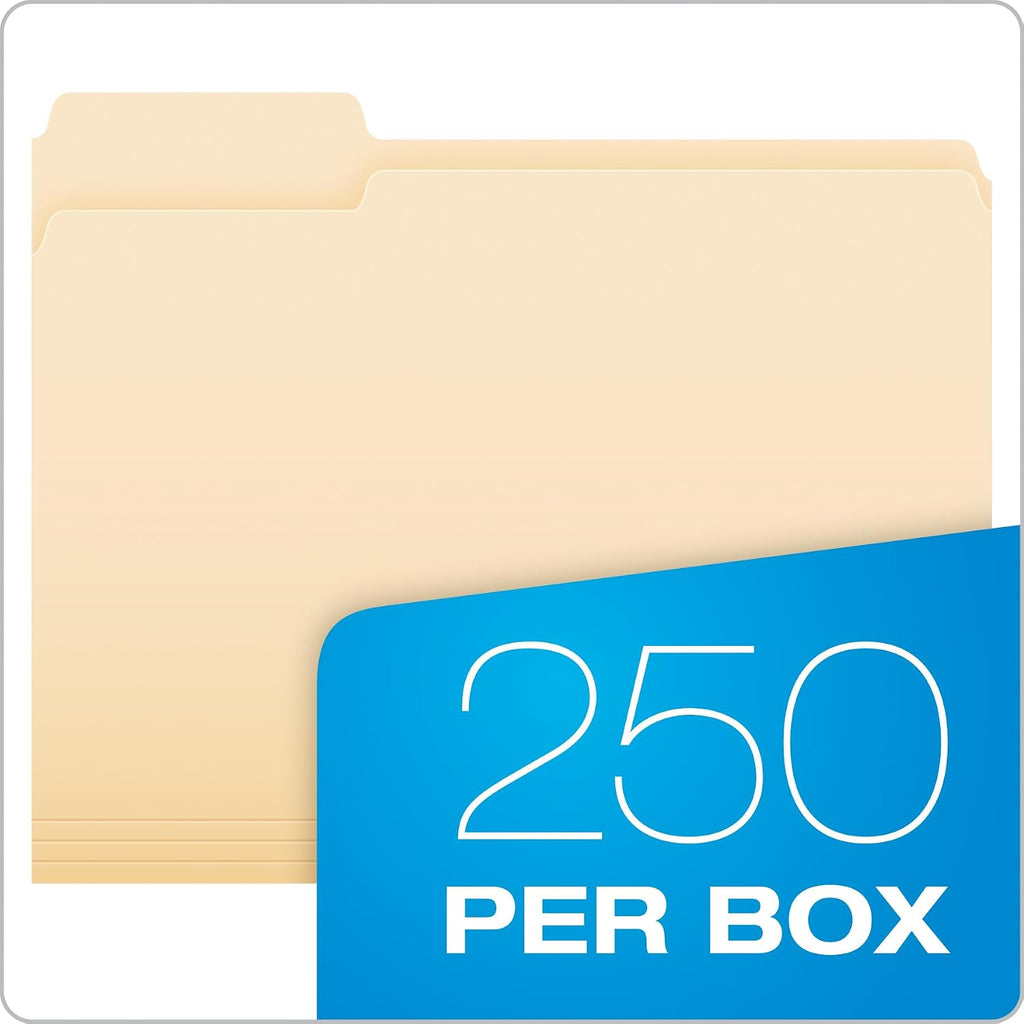 Pendaflex File Folders,250 Bulk Package,Durable Manila Folders,Letter Size (8.5" x 11"),3 Tabs for Easy Labeling,Everyday Filing Essential for Offices,Classrooms&Home Document Organization (Pack of 2)