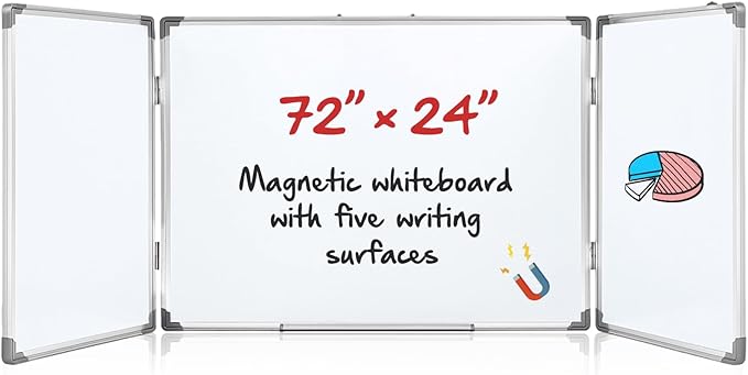 72" x 24" Foldable Whiteboard Dry Erase Board Large Tri Folding Whiteboard by Unknown