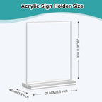 Yeahjiae 6 Pack T-Shaped Acrylic Sign Holder 8.5 x 11, Double Sided Clear Stand - Image 2