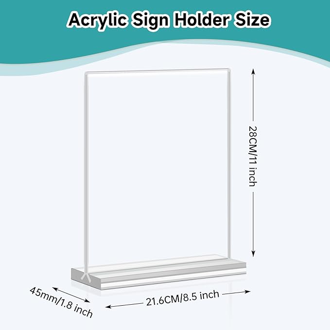 Yeahjiae 3 Pack T-Shaped Acrylic Sign Holder 8.5 x 11, Double Sided Clear Stand - Image 2
