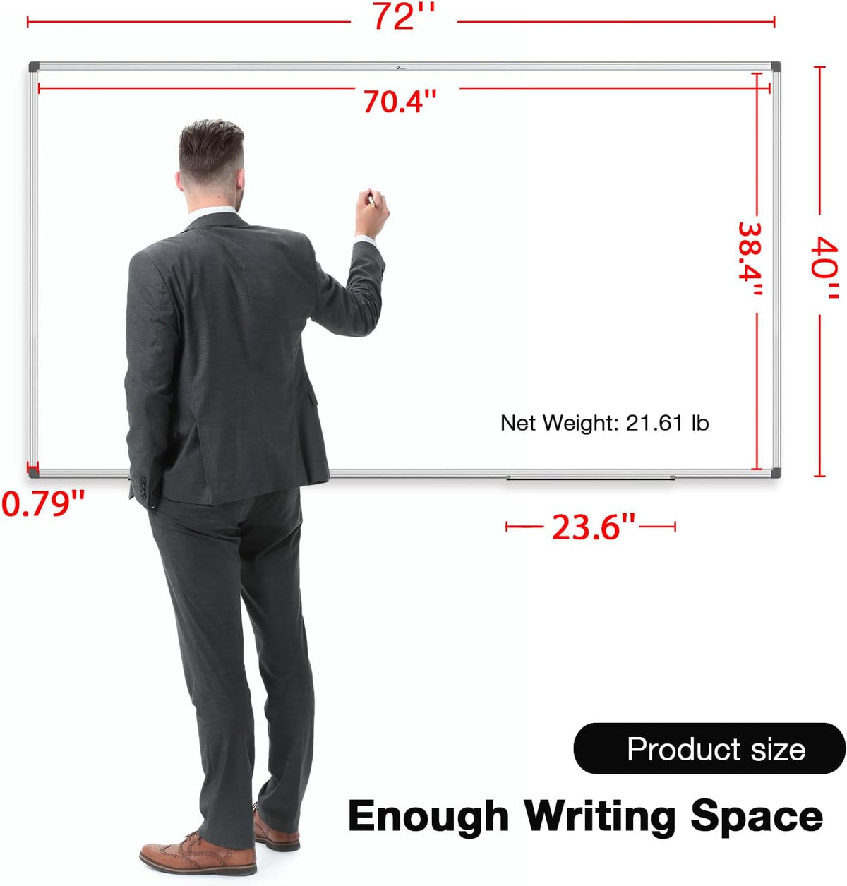 TOWON Magnetic Dry Erase Board 72x40 in, Aluminum Frame, Silver Border