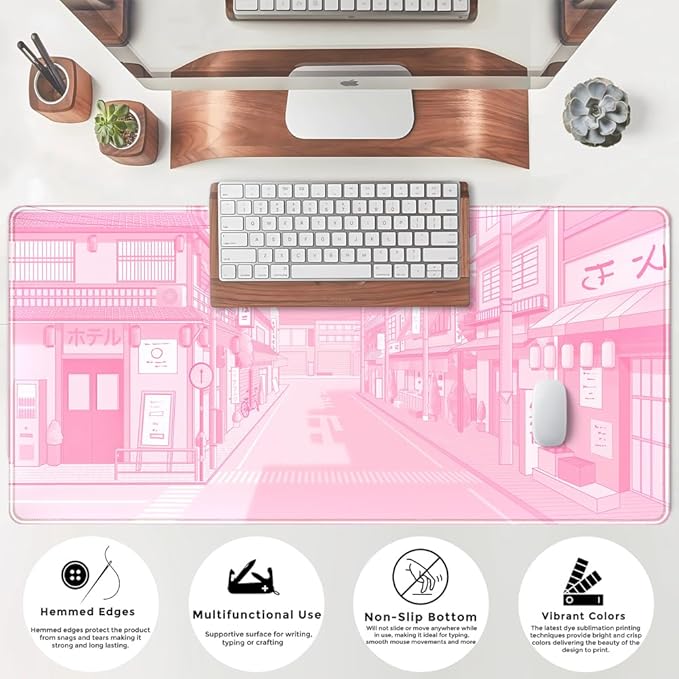 Pink Desk Mat Tokyo Street Desk Mat Anime Japanese Mouse Pad XL Kawaii Large - Image 5