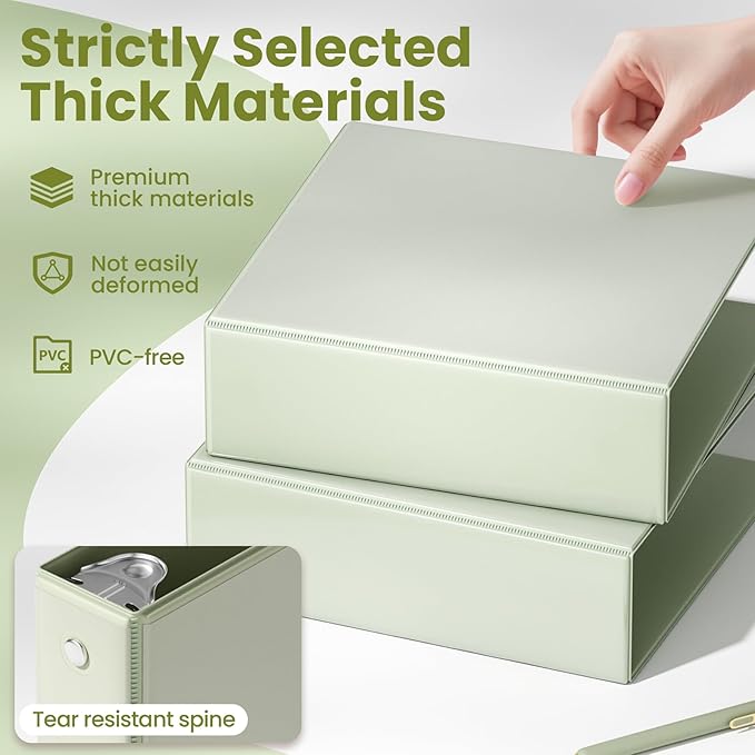 SUNEE 3 Ring Binder 3 Inch 1 Pack, Sage Green - Image 4